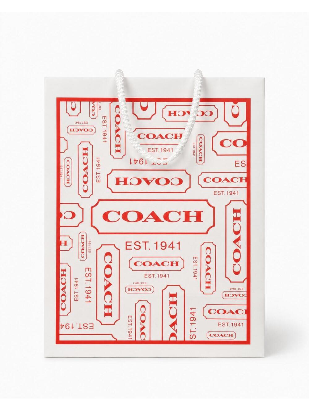 Vintage Coach White & Red Logo Paper Shopping Gift Bag EST. 1941